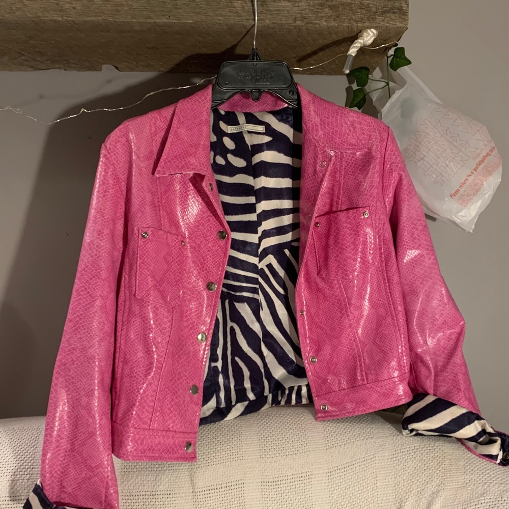 Leather hot pink jacket